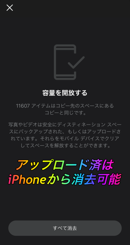 SynologyPhotosはアップロード済みの写真や動画を自動で選別してiPhoneから削除できる機能がある
